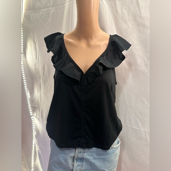 New NWT Nation LTD Neah Ruffle Tank in Jet Black ruffle top revolve - Picture 5 of 5